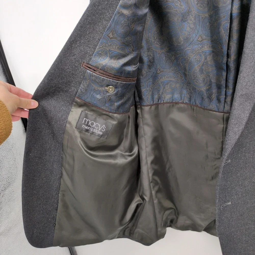 Lauren Ralph Lauren Mens Wool Cashmere Blazer‎ Dark Gray Size 44L Quiet Luxury